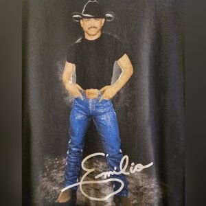 Emilio Black T-Shirt with Blue Jeans Graphic